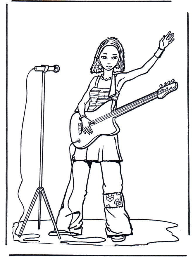Dessin #15095 - Dessin de guitariste à imprimer et colorier