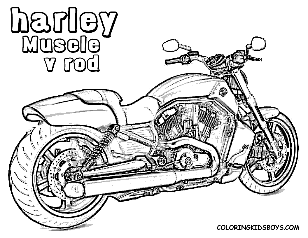 Dessin #16315 - coloriage de Harley Davidson imprimer et colorier