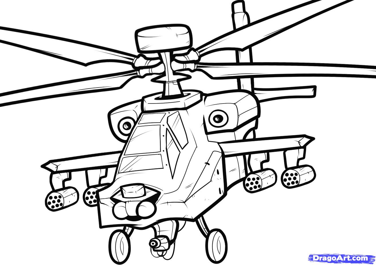 Dessin #16322 - coloriage hélicoptère