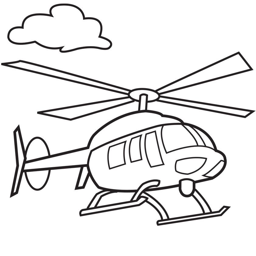 Dessin #16336 - Dessin de hélicoptère pour imprimer et colorier