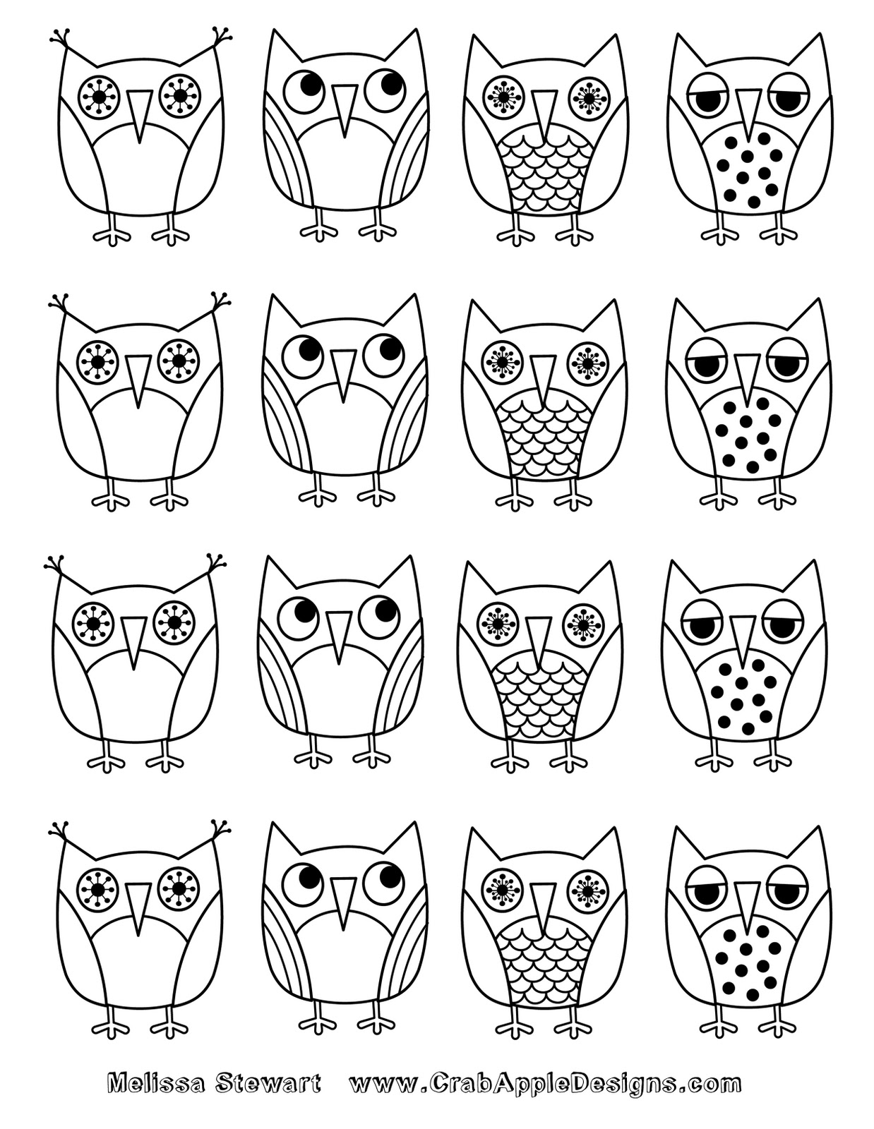 unique coloring pages owl designs - photo #11