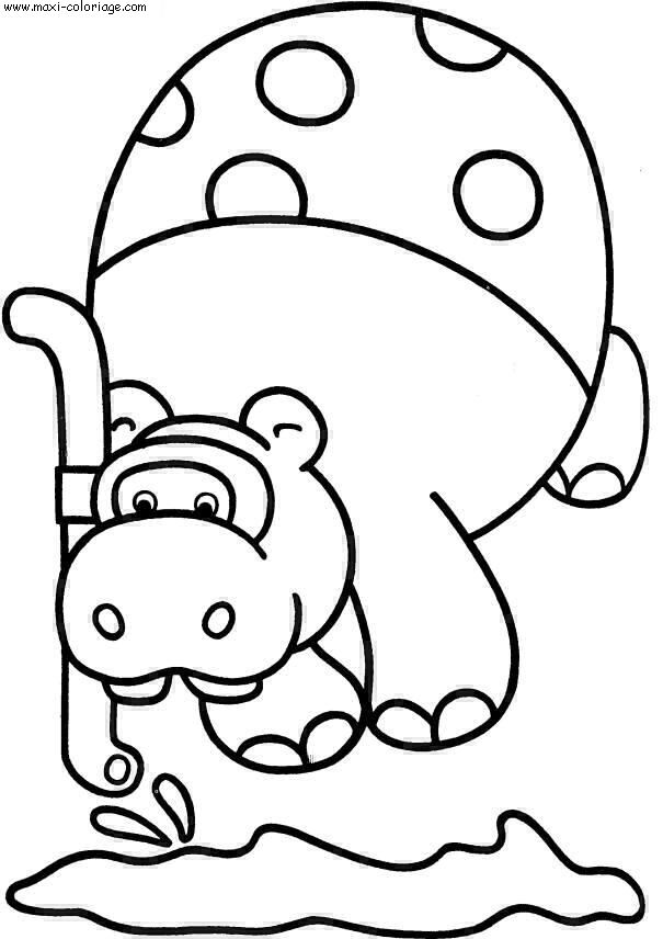 Jeux de coloriage hippopotame à imprimer