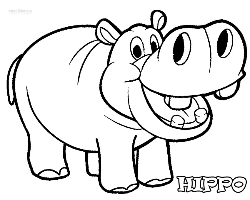 Activité de coloriage hippopotame à colorier