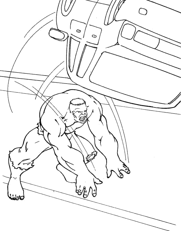 coloriage hulk lance une voiture