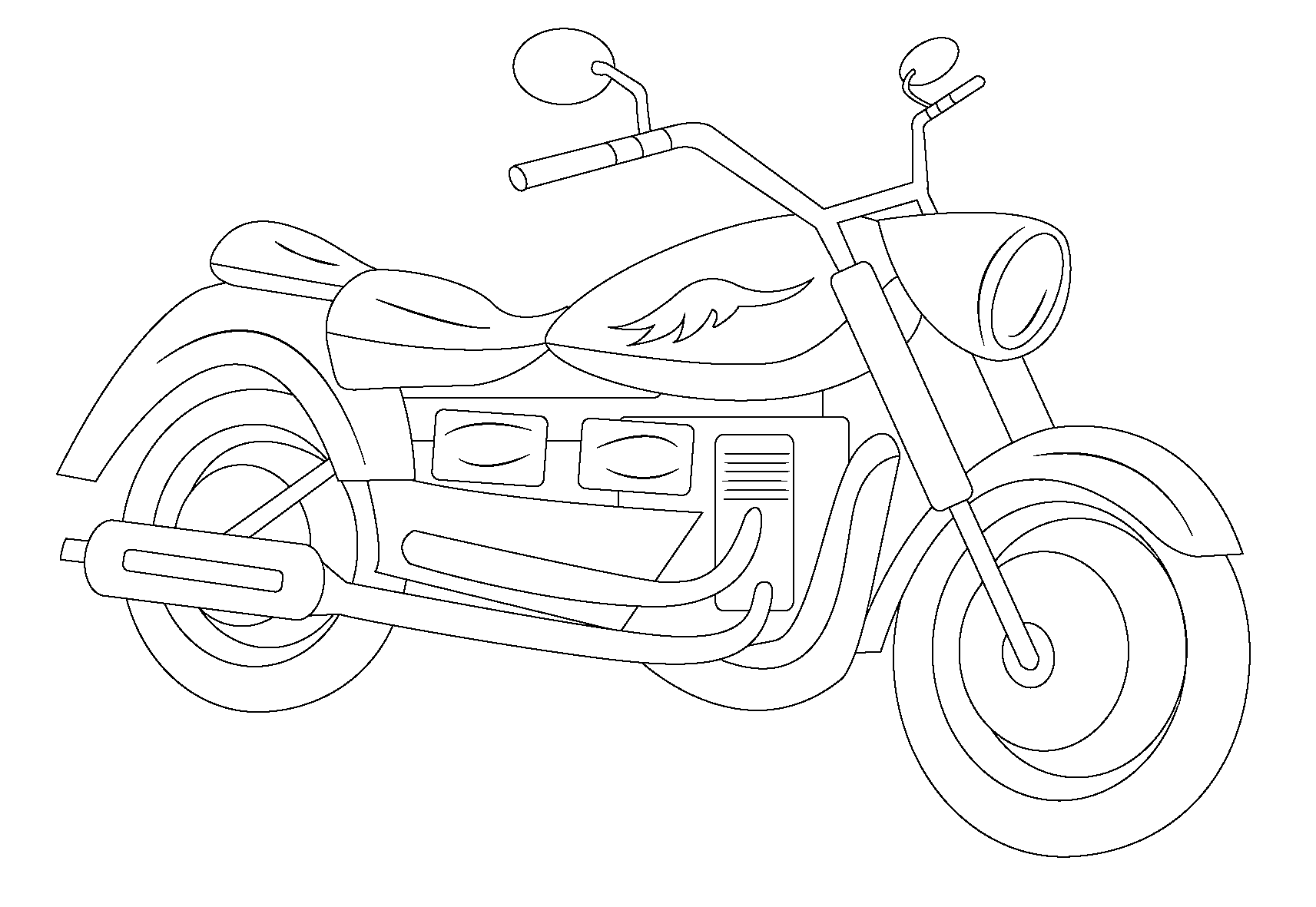 Dessin #16570 - coloriage de motocyclette gratuit à imprimer et colorier