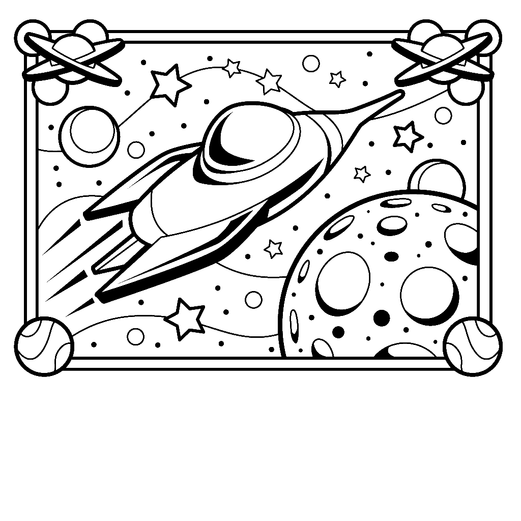 Dessin #16608 - un beau dessin de navette spatiale a imprimer pour les enfants