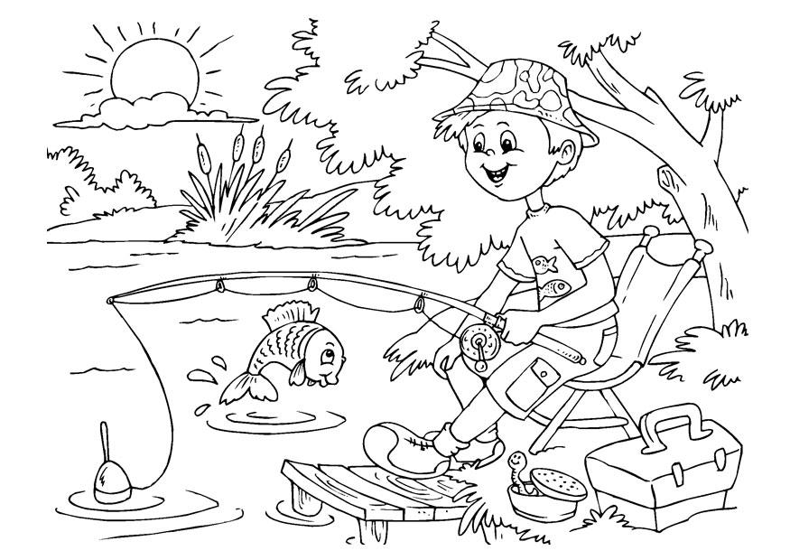 Dessin #15383 - un beau dessin de pêcheur a imprimer pour les enfants