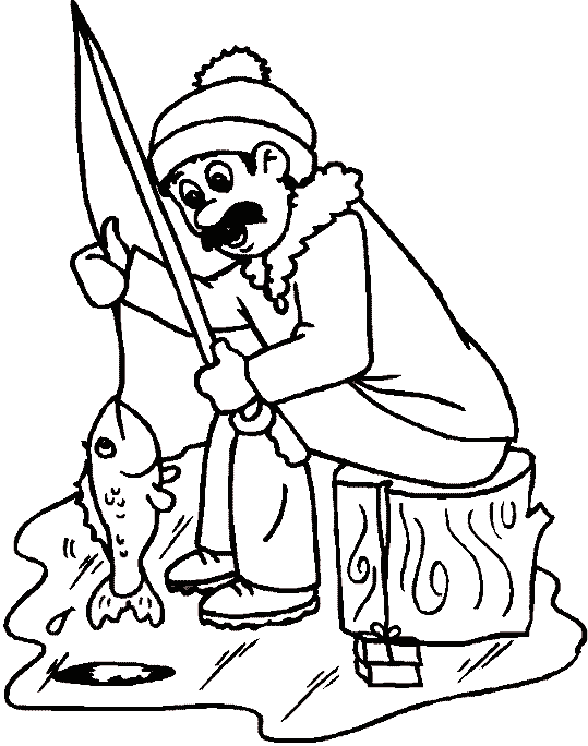 Dessin #15396 - une belle image de pêcheur à colorier