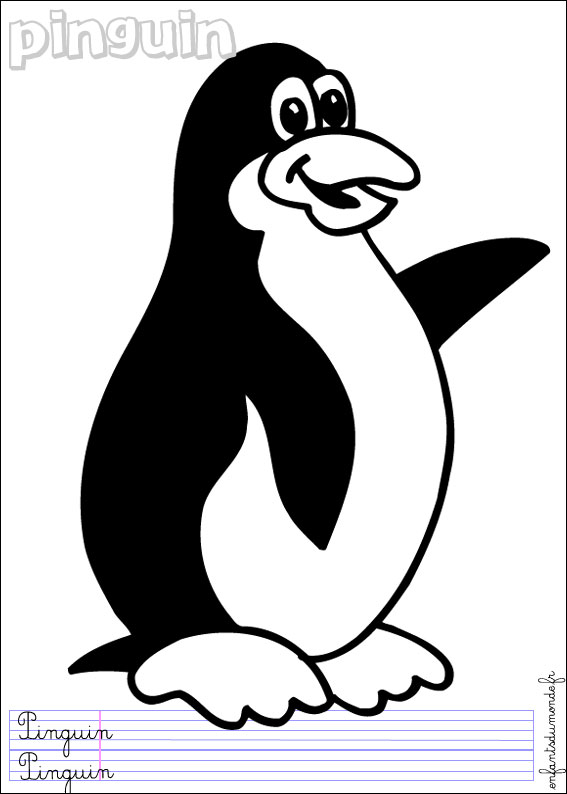 Dessin #13556 - image de pingouin a colorier