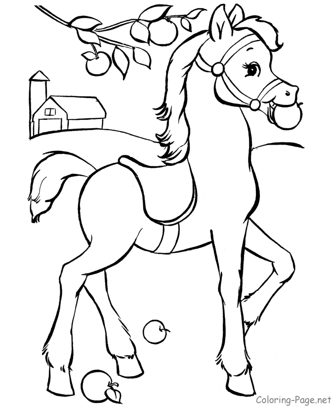 Dessin de poney pour imprimer et colorier
