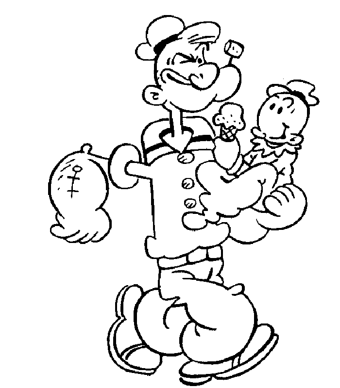 coloriage popeye with a baby image