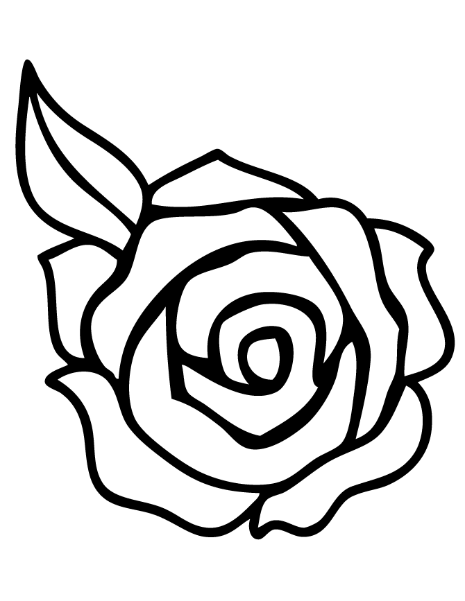 rose with leaf dessin à colorier 