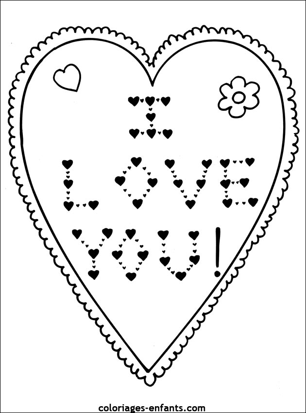 Dessin #10993 - Une belle image de saint-valentin à colorier et imprimer - Pour enfants
