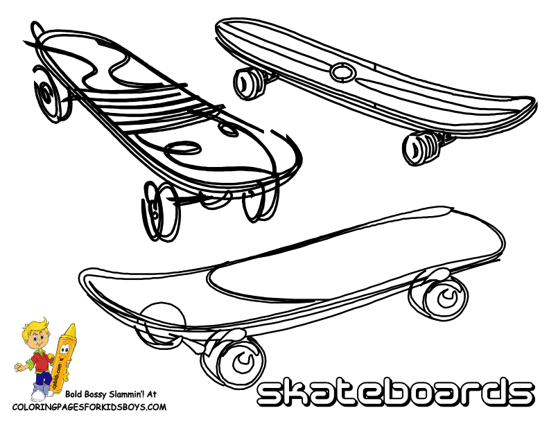 Dessin #16765 - coloriage de skateboard gratuit à imprimer