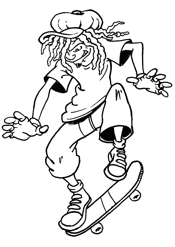 Dessin #16784 - coloriage de skateboard gratuit à imprimer