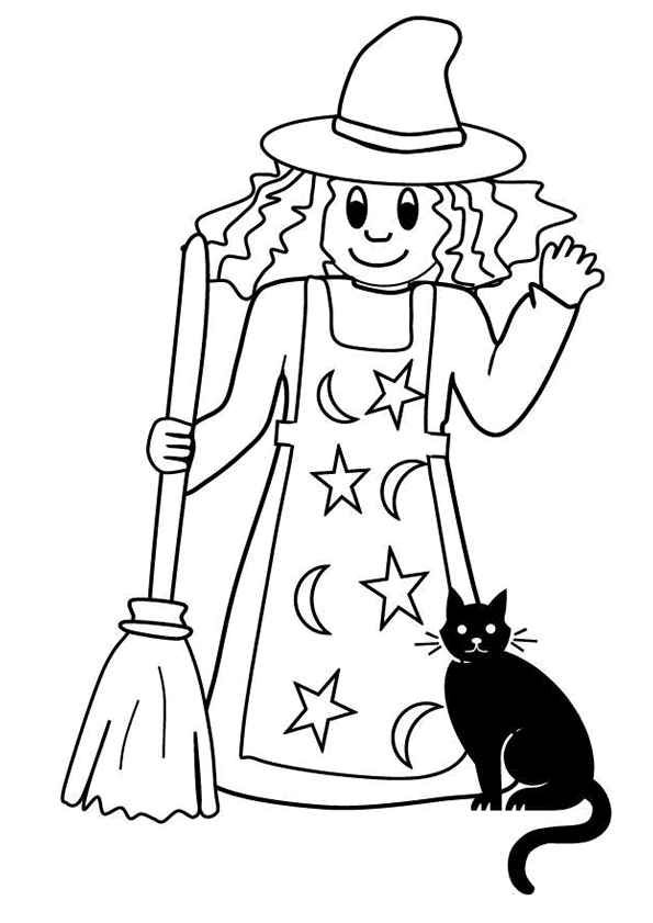 Dessin #15537 - dessin de sorcière à colorier