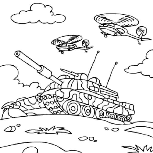 Dessin #16826 - image de tank a imprimer et colorier