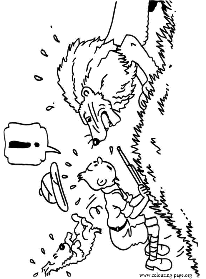 the adventures of tintin tintin, snowy et a lion dessin à colorier