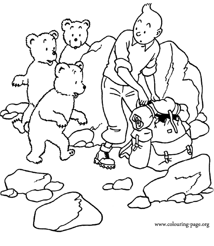 the adventures of tintin tintin et a family of bears dessin à colorier