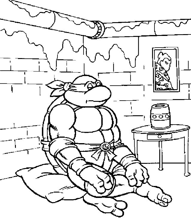 coloriage a imprimer la tortue ninja en pleine meditation gratuit et
