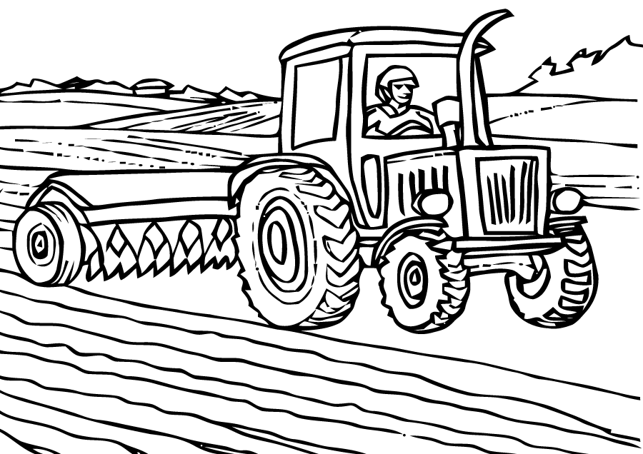coloriage de tracteur a imprimer - Dessin à imprimer et à colorier d'un tracteur agricole 