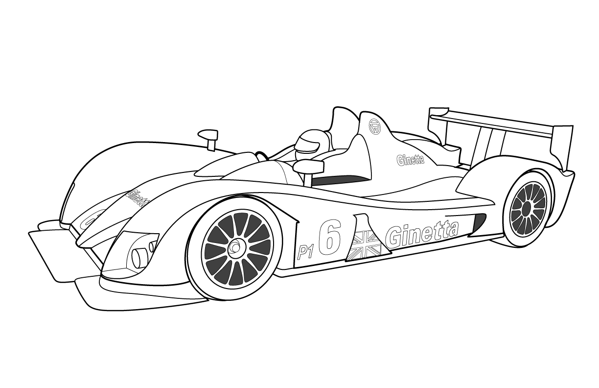 Dessin #16941 - Un beau dessin de voiture de course à colorier